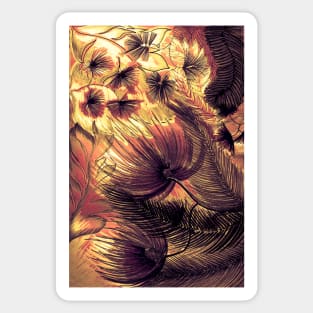 LARGE ABSTRACT ART DECO FLOWERS FERNS & TRIFFIDS Sticker